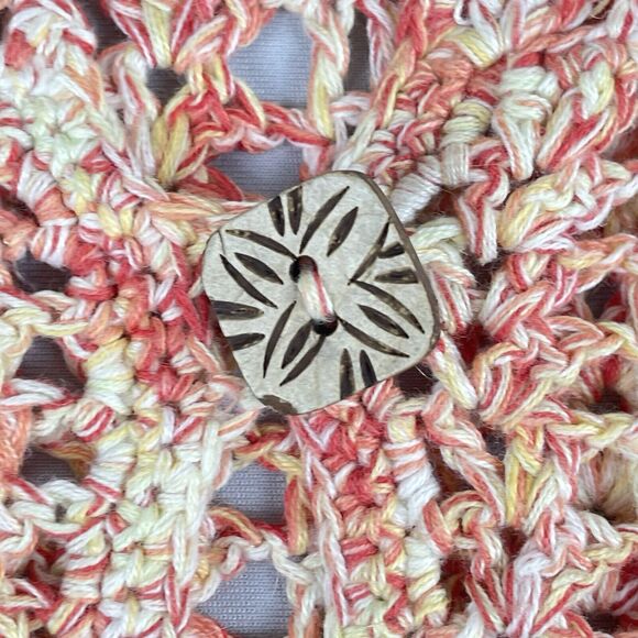 J H Collectibles Button-Front Sweater Women's L Red & Yellow Linen Blend Crochet - Picture 4 of 11